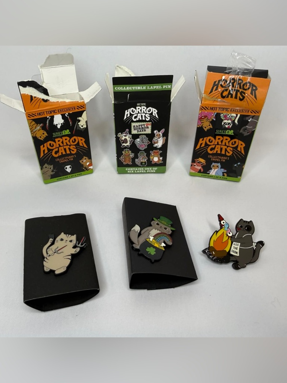 Hot Topic Horror Cats Enamel Pin Set